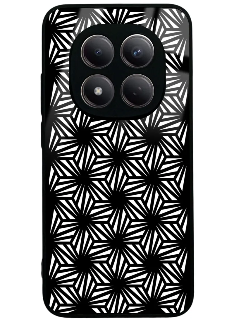 White and Black Geometrik Glossy Telefon Kılıfı