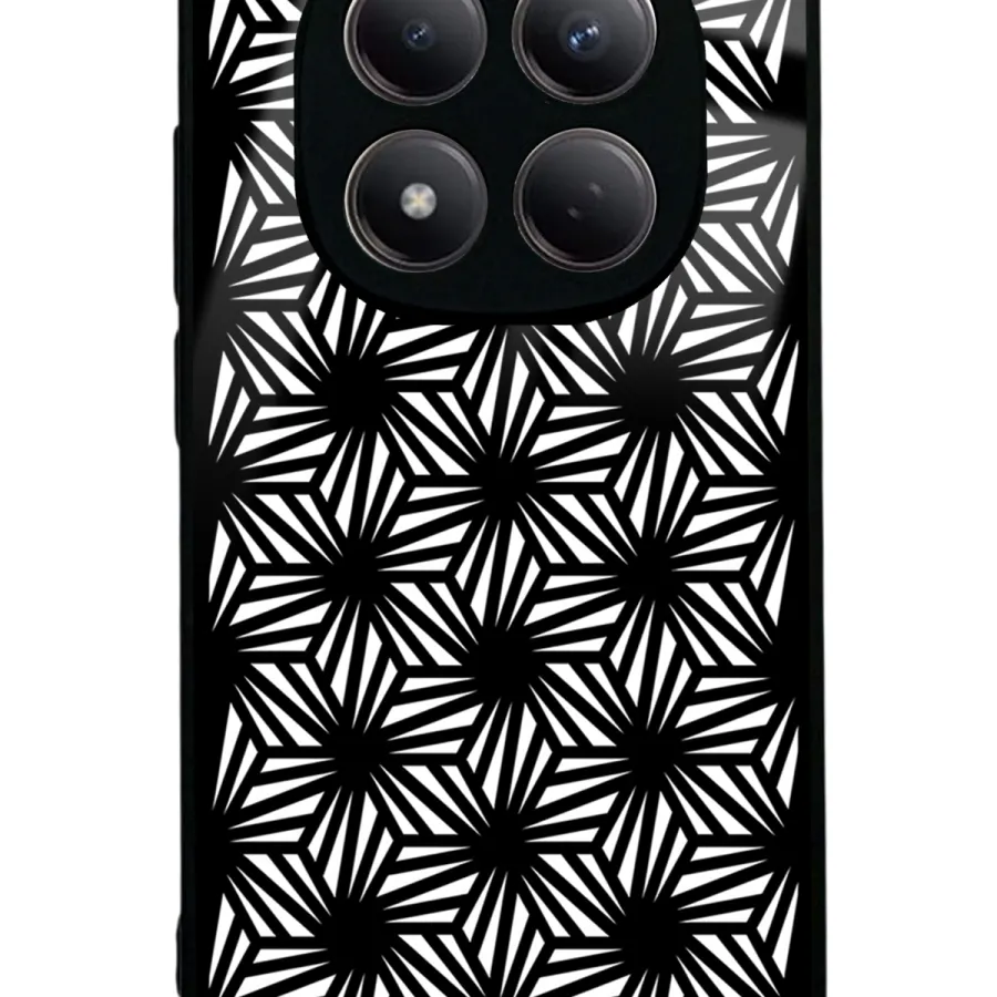 White and Black Geometrik Glossy Telefon Kılıfı