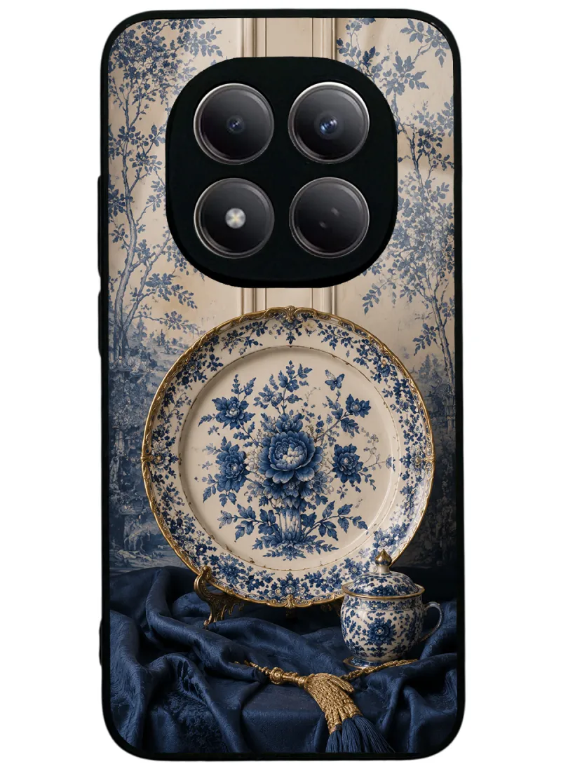 Blue Porcelain Luxury Glossy Telefon Kılıfı