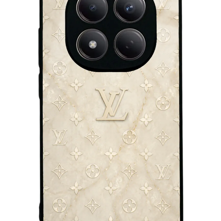 Krem Gold LV Glossy Telefon Kılıfı Krem Gold LV Glossy Telefon Kılıfı