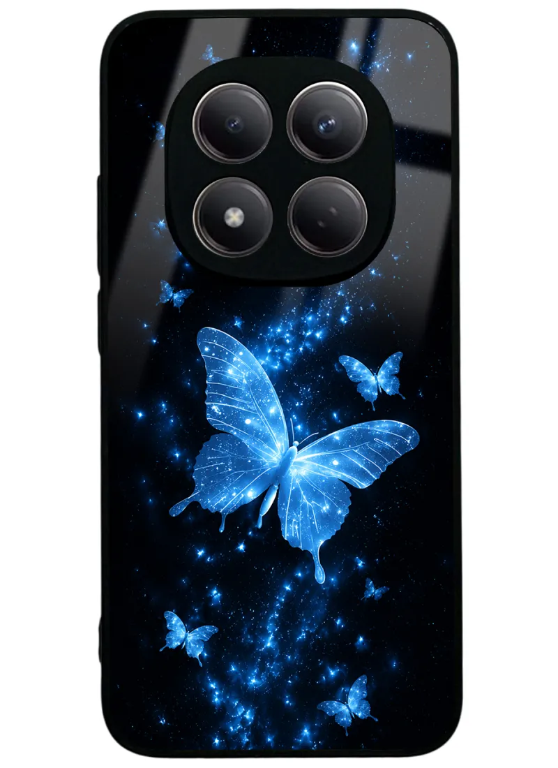 Blue Galaxy Butterfly Glossy Telefon Kılıfı