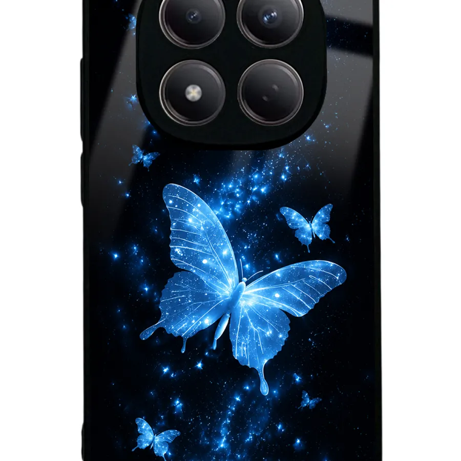 Blue Galaxy Butterfly Glossy Telefon Kılıfı