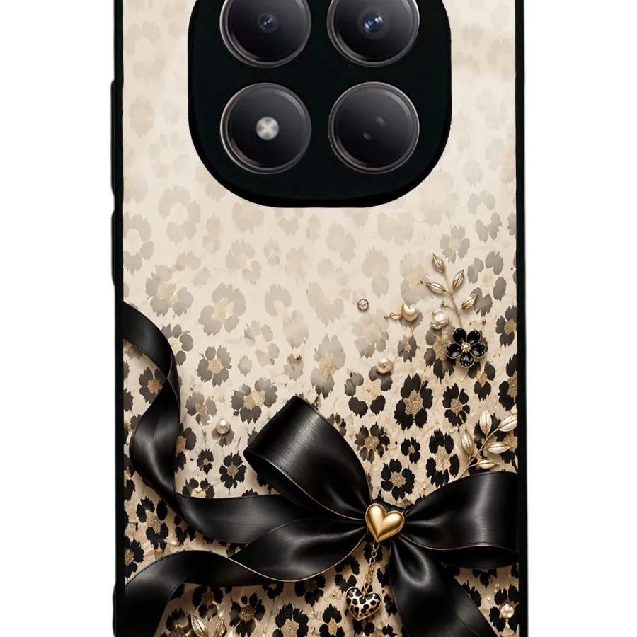 Golden Leopard Bow Glossy Telefon Kılıfı Golden Leopard Bow Glossy Telefon Kılıfı