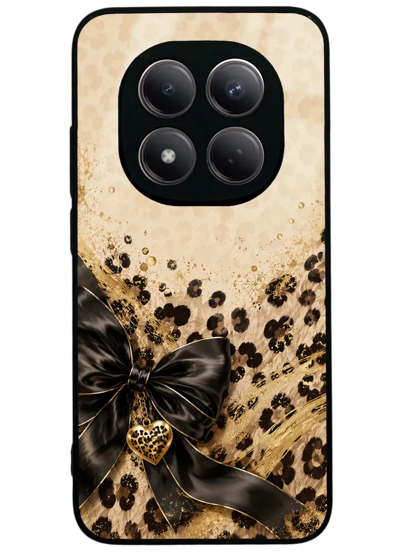 Golden Leopard Heart Glossy Telefon Kılıfı