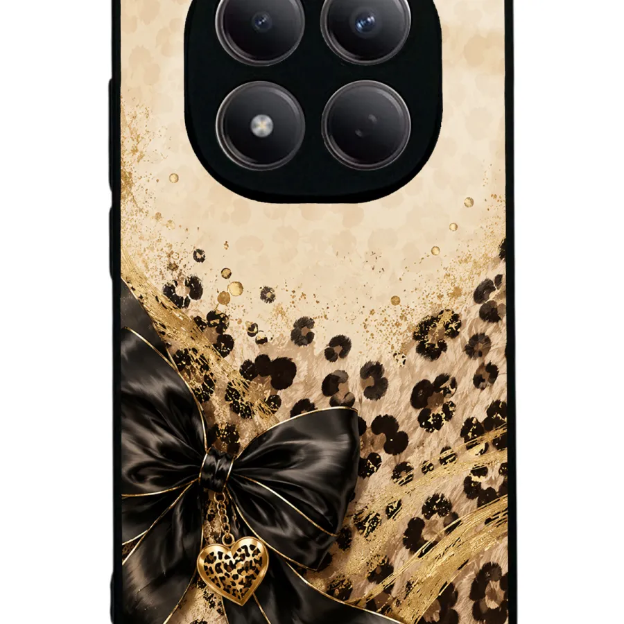 Golden Leopard Heart Glossy Telefon Kılıfı