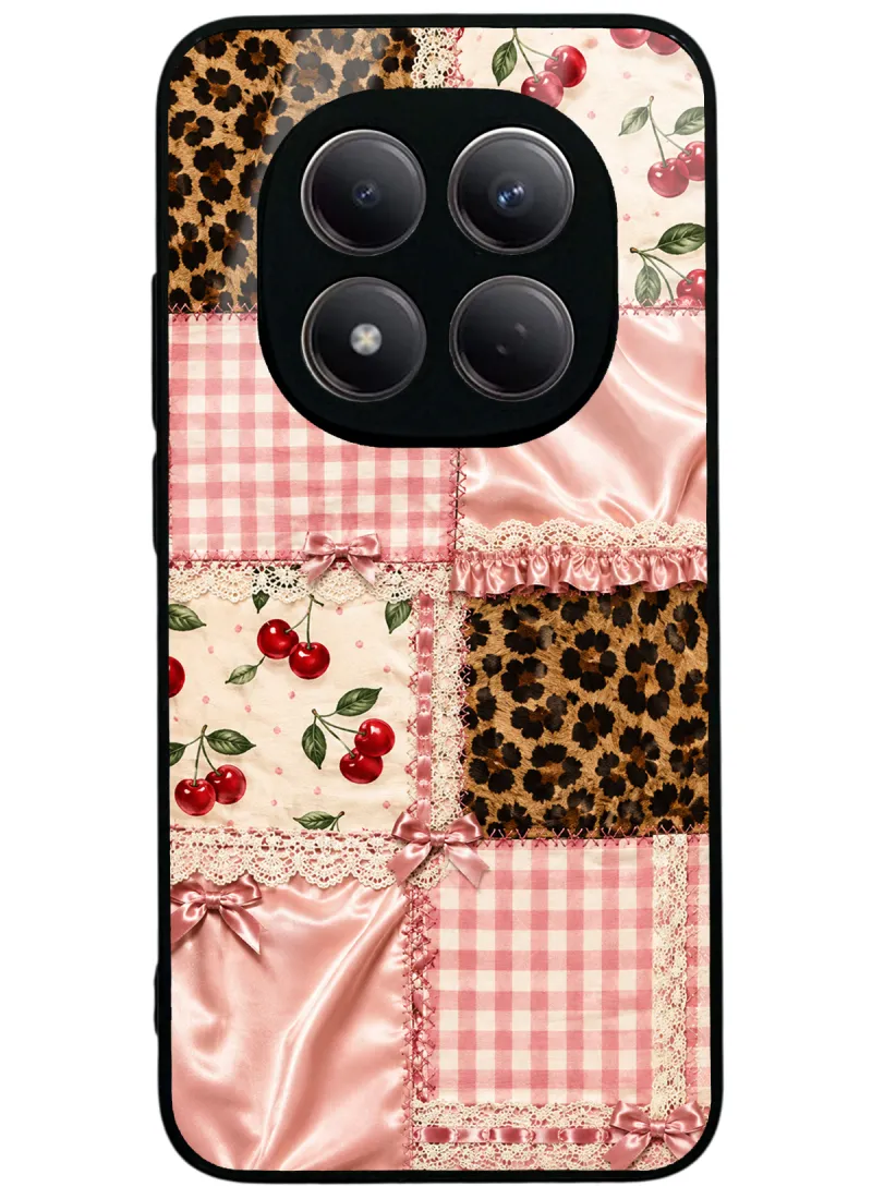 Cherry Leopard Patchwork Glossy Telefon Kılıfı Cherry Leopard Patchwork Glossy Telefon Kılıfı