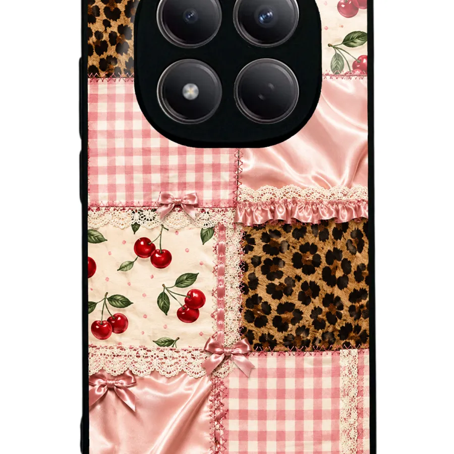 Cherry Leopard Patchwork Glossy Telefon Kılıfı Cherry Leopard Patchwork Glossy Telefon Kılıfı