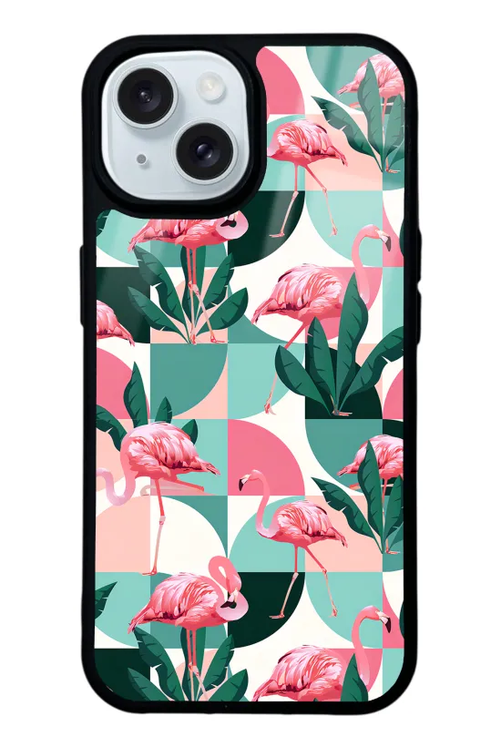 Retro Flamingo Duvar kağıdı Glossy Telefon Kılıfı