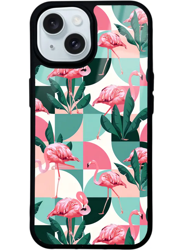 Retro Flamingo Duvar kağıdı Glossy Telefon Kılıfı