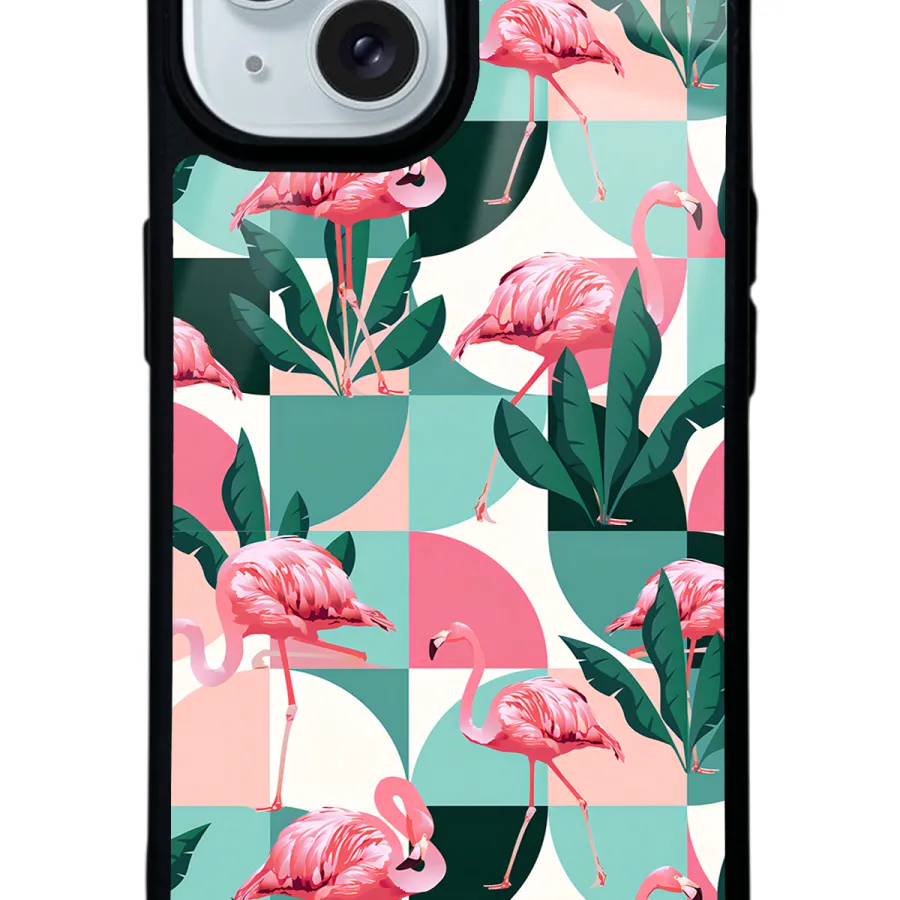 Retro Flamingo Duvar kağıdı Glossy Telefon Kılıfı Retro Flamingo Duvar kağıdı Glossy Telefon Kılıfı
