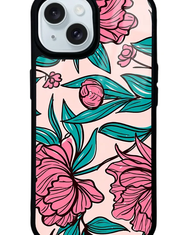 Fuşya Çiçekli Glossy Telefon Kılıfı