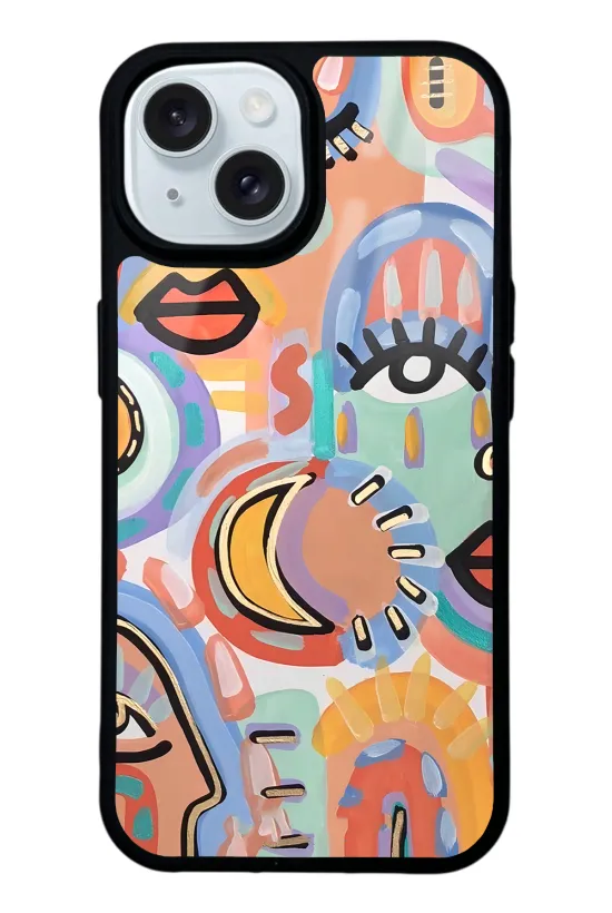 Suluboya Retro Göz Glossy Telefon Kılıfı