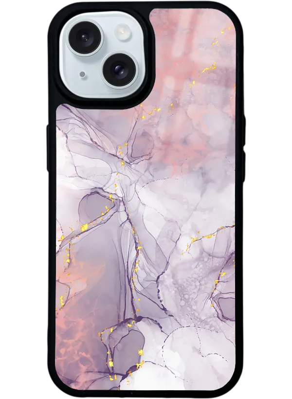 Fuşya Mermer Glossy Telefon Kılıfı