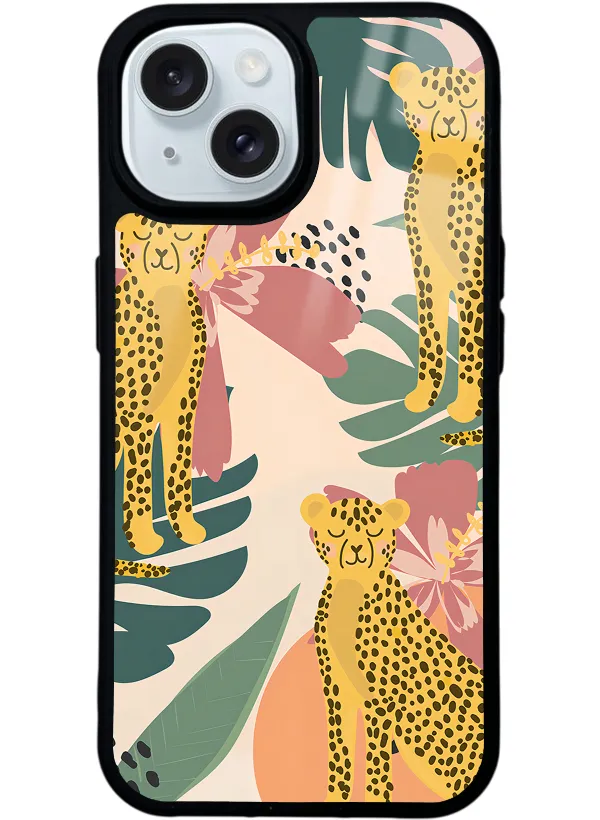 Çiçekli Leopar Glossy Telefon Kılıfı