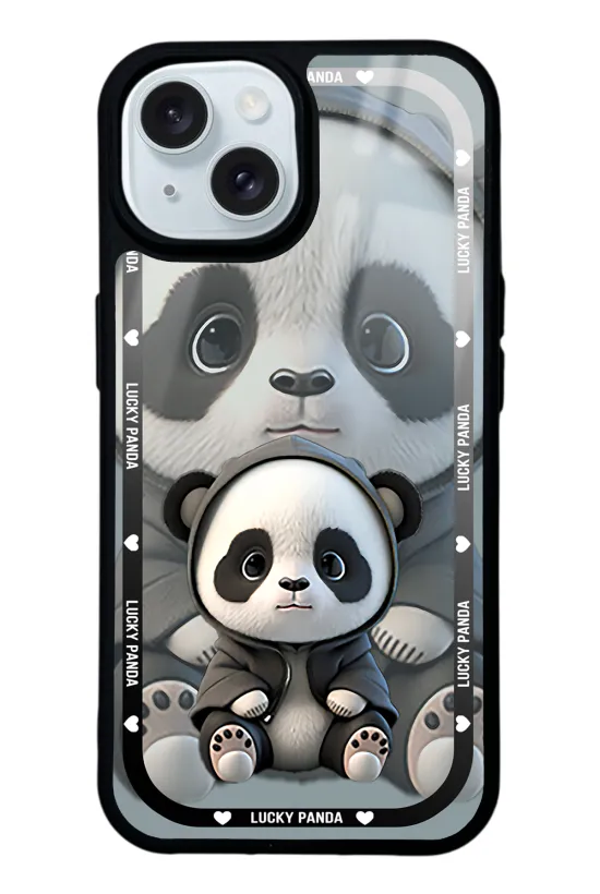 White lucky panda Glossy Telefon Kılıfı