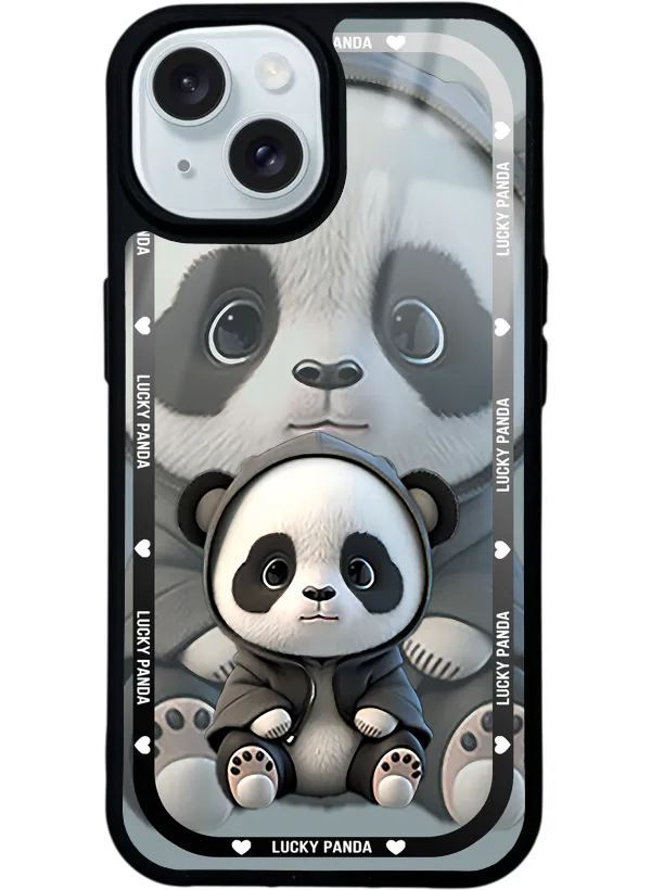 White lucky panda Glossy Telefon Kılıfı