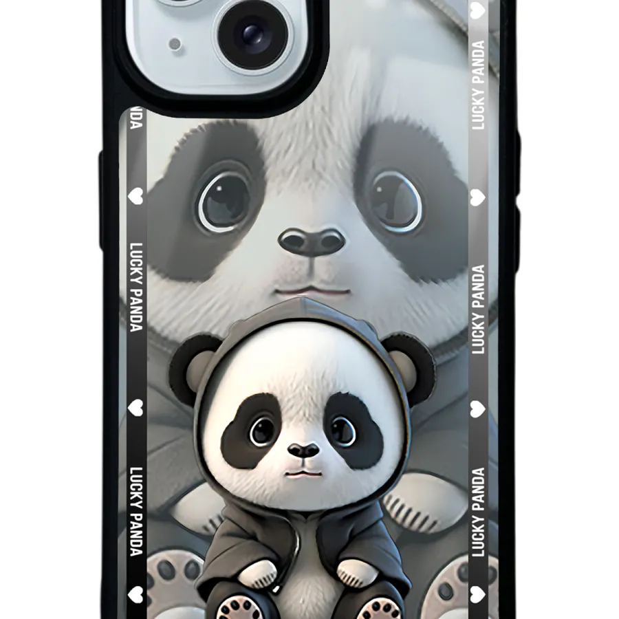 White lucky panda Glossy Telefon Kılıfı