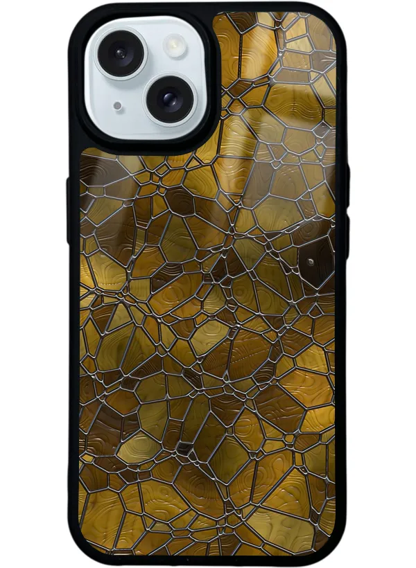 Kahve Geometrik Glossy Telefon Kılıfı