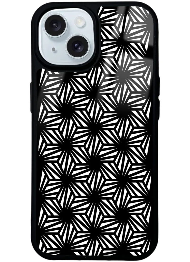 White and Black Geometrik Glossy Telefon Kılıfı