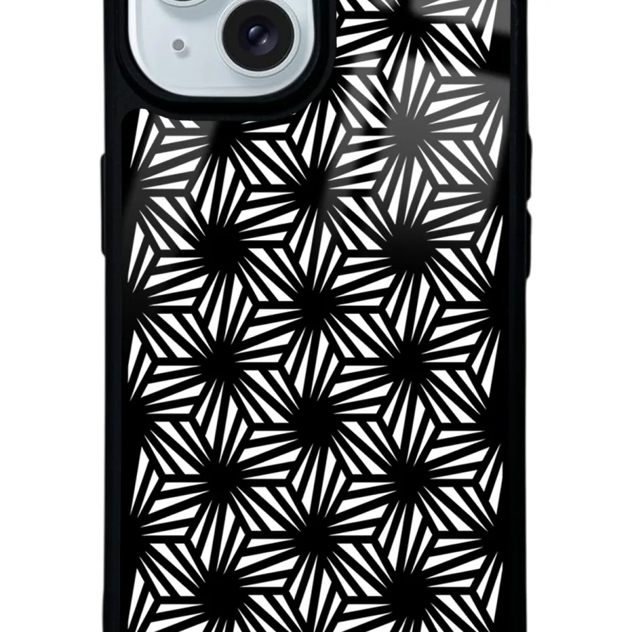 White and Black Geometrik Glossy Telefon Kılıfı