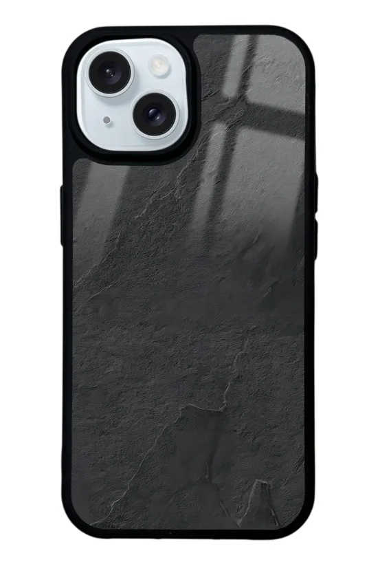 Siyah Mermer Glossy Telefon Kılıfı
