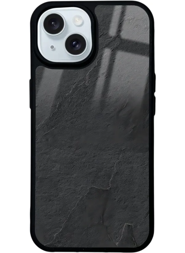 Siyah Mermer Glossy Telefon Kılıfı
