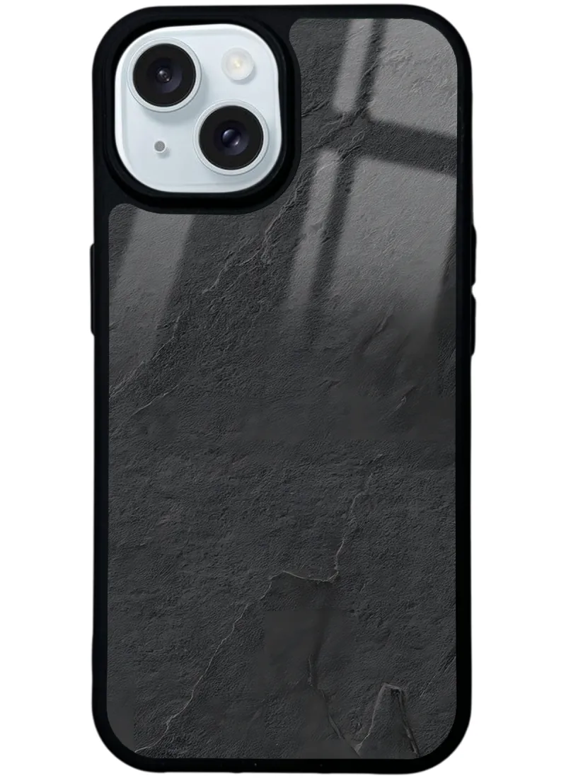 Siyah Mermer Glossy Telefon Kılıfı