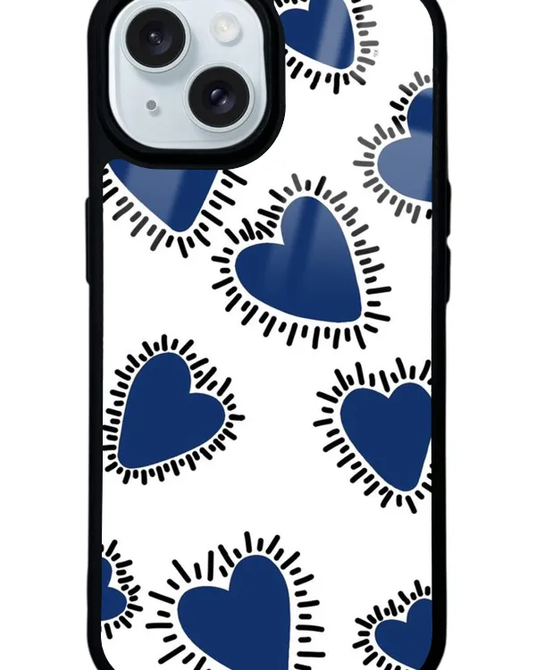 Mavi Kalp Glossy Telefon Kılıfı