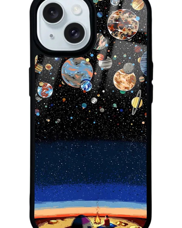 Gezegenler Altında Kamp Glossy Telefon Kılıfı