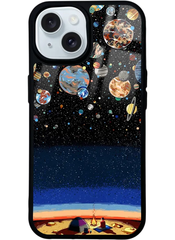 Gezegenler Altında Kamp Glossy Telefon Kılıfı