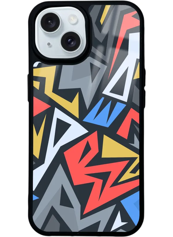 Renkli Geometrik Glossy Telefon Kılıfı