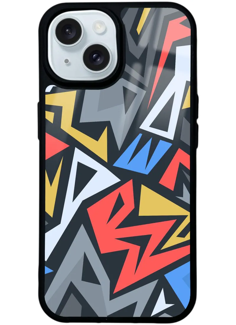 Renkli Geometrik Glossy Telefon Kılıfı