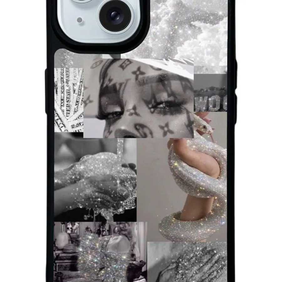 Silver Sticker Glossy Telefon Kılıfı