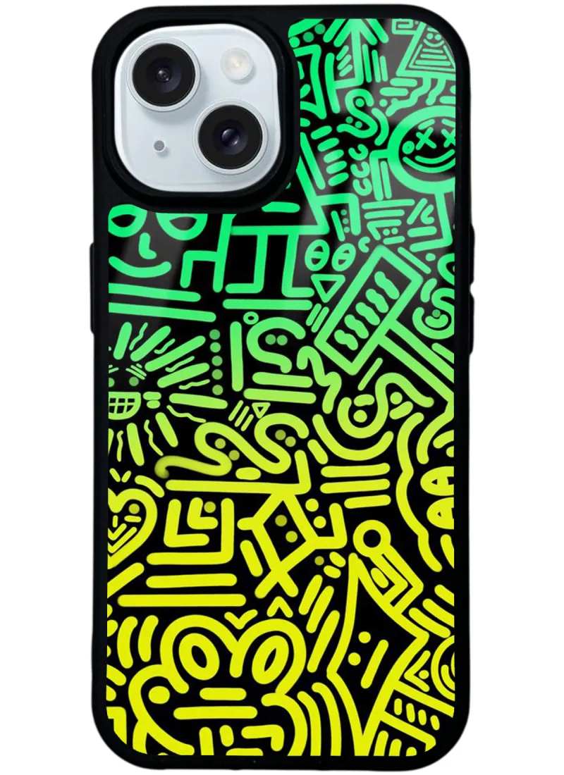 Neon Geometrik Glossy Telefon Kılıfı