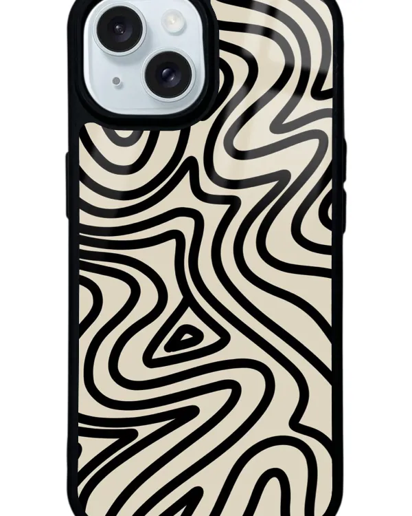 Bej Geometrik Glossy Telefon Kılıfı