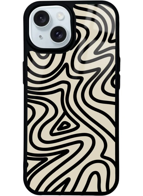 Bej Geometrik Glossy Telefon Kılıfı