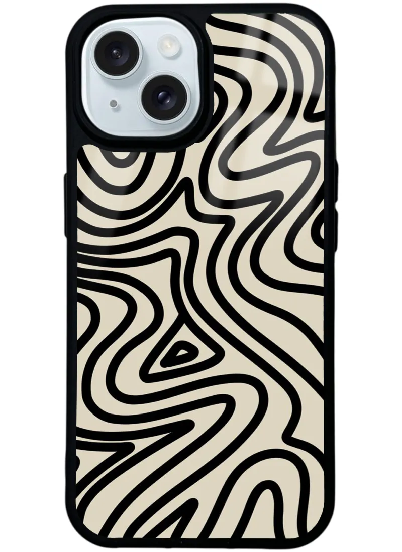 Bej Geometrik Glossy Telefon Kılıfı