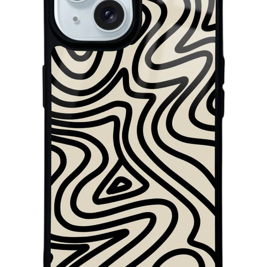 Bej Geometrik Glossy Telefon Kılıfı