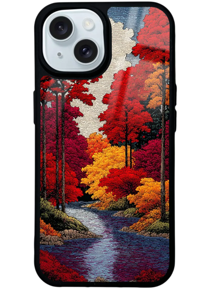 Autumn Woodcut Glossy Telefon Kılıfı