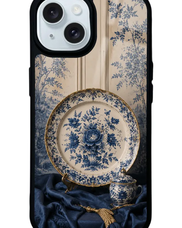 Blue Porcelain Luxury Glossy Telefon Kılıfı