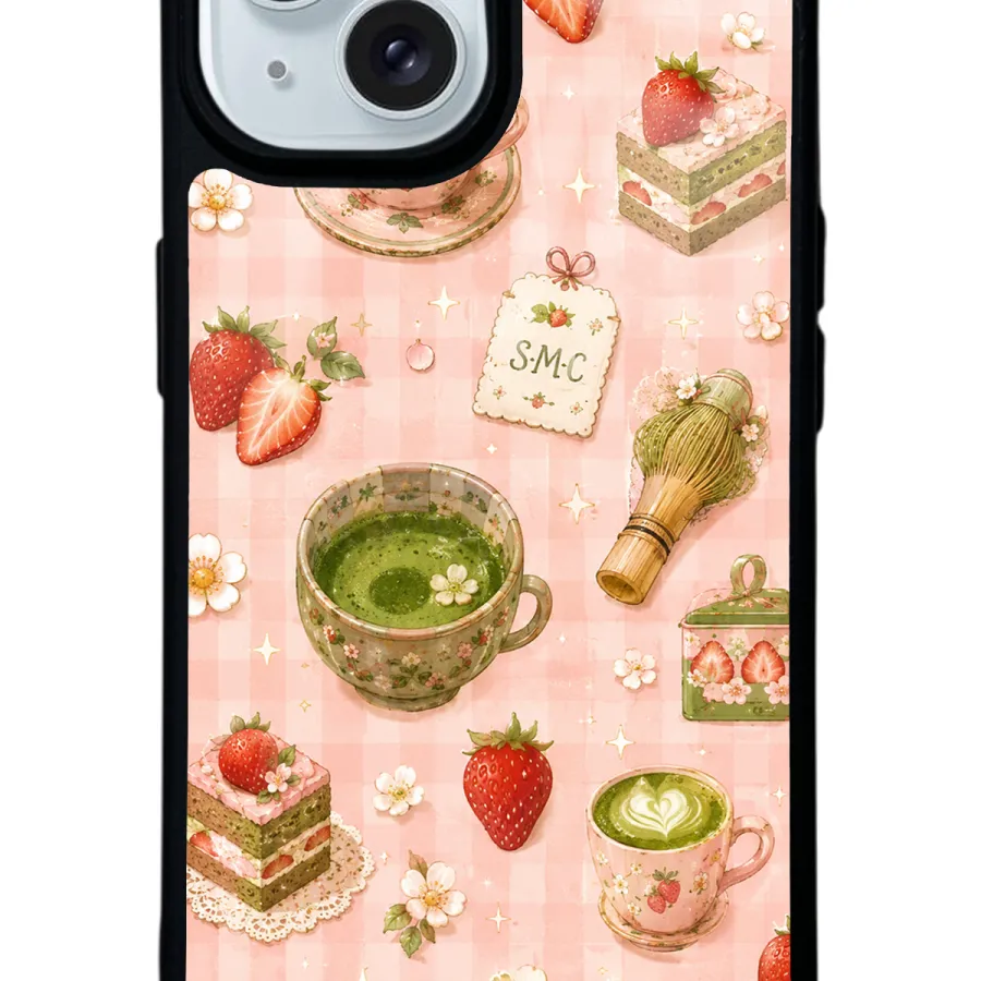 Strawberry Matcha Bliss Glossy Telefon Kılıfı Strawberry Matcha Bliss Glossy Telefon Kılıfı