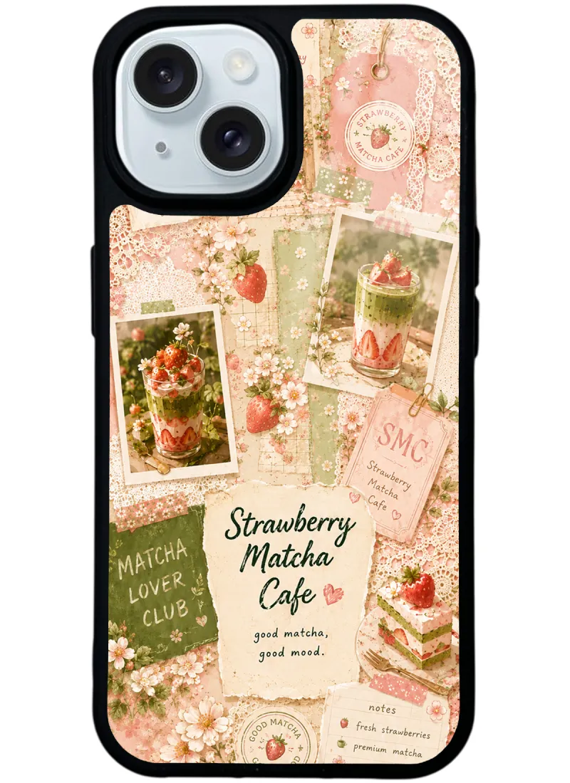 Strawberry Matcha Diary Glossy Telefon Kılıfı