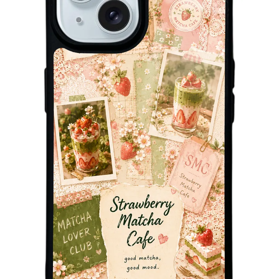 Strawberry Matcha Diary Glossy Telefon Kılıfı