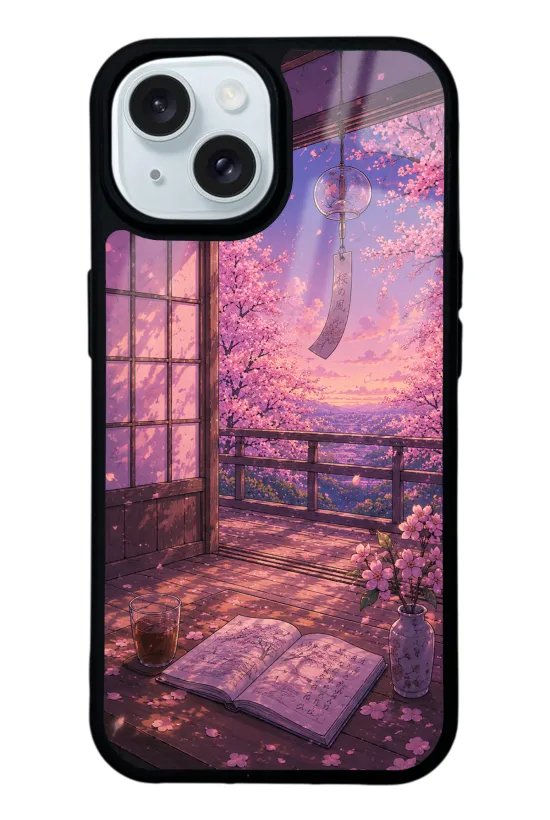 Sakura Sunset Retreat Glossy Telefon Kılıfı