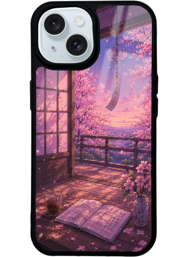 Sakura Sunset Retreat Glossy Telefon Kılıfı