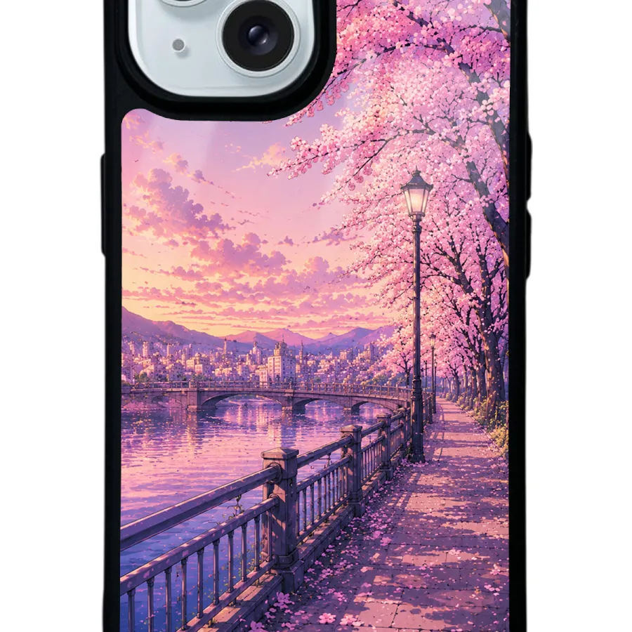 Sakura Riverside Sunset Glossy Telefon Kılıfı Sakura Riverside Sunset Glossy Telefon Kılıfı
