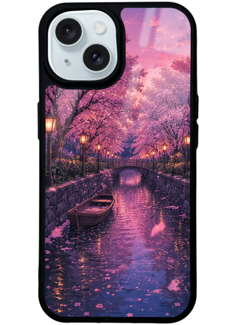 Sakura Twilight Canal Glossy Telefon Kılıfı Sakura Twilight Canal Glossy Telefon Kılıfı