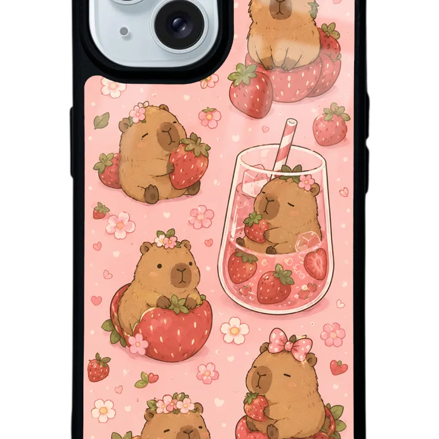 Strawberry Capybara Glossy Telefon Kılıfı Strawberry Capybara Glossy Telefon Kılıfı