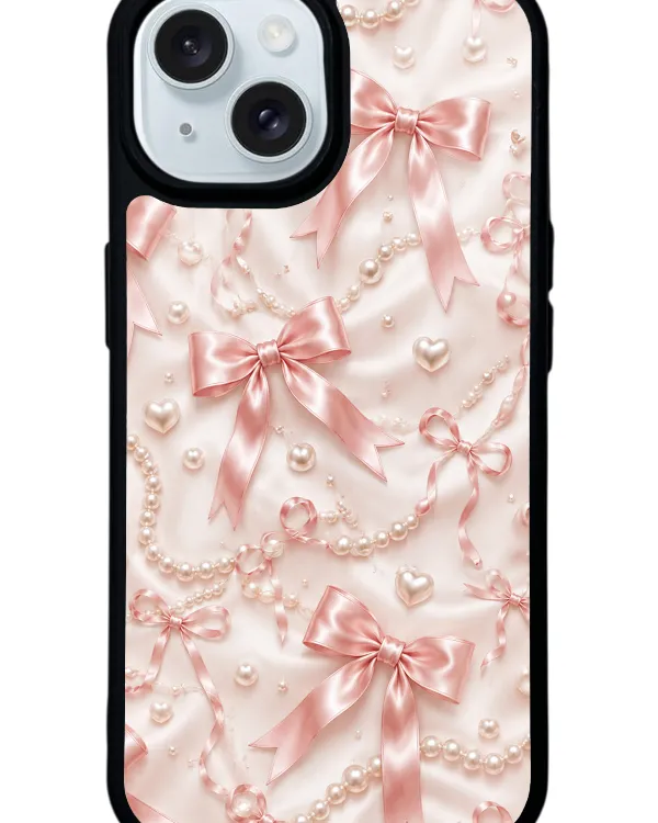 Blush Pearl Bow Glossy Telefon Kılıfı