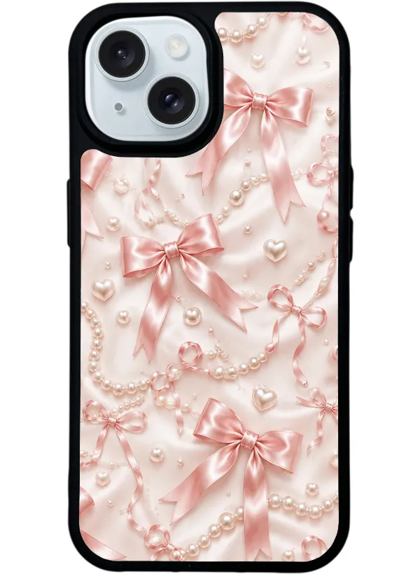 Blush Pearl Bow Glossy Telefon Kılıfı